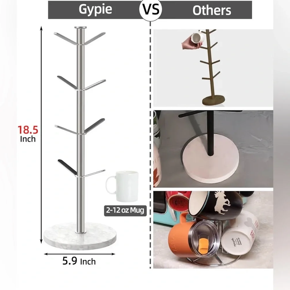 Gypie Marble Mug Holder Tree 8 Hooks